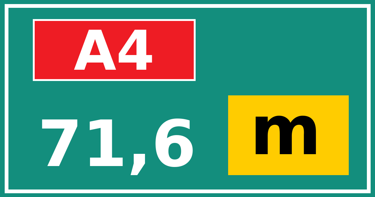 Hectometerbord A4 71,6 letter m