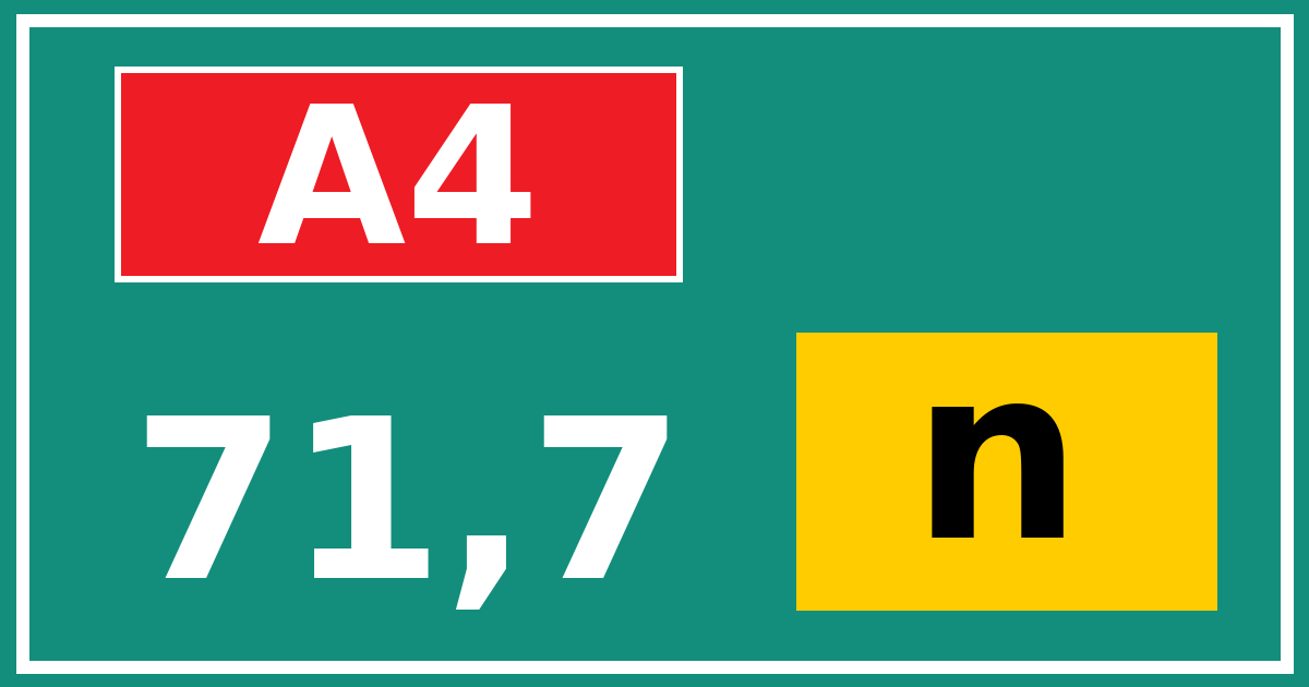 Hectometerbord A4 71,7 letter n