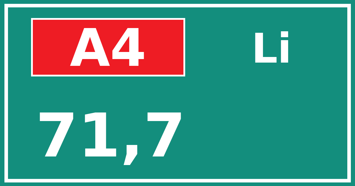 Hectometerbord A4 71,7 zijde Li