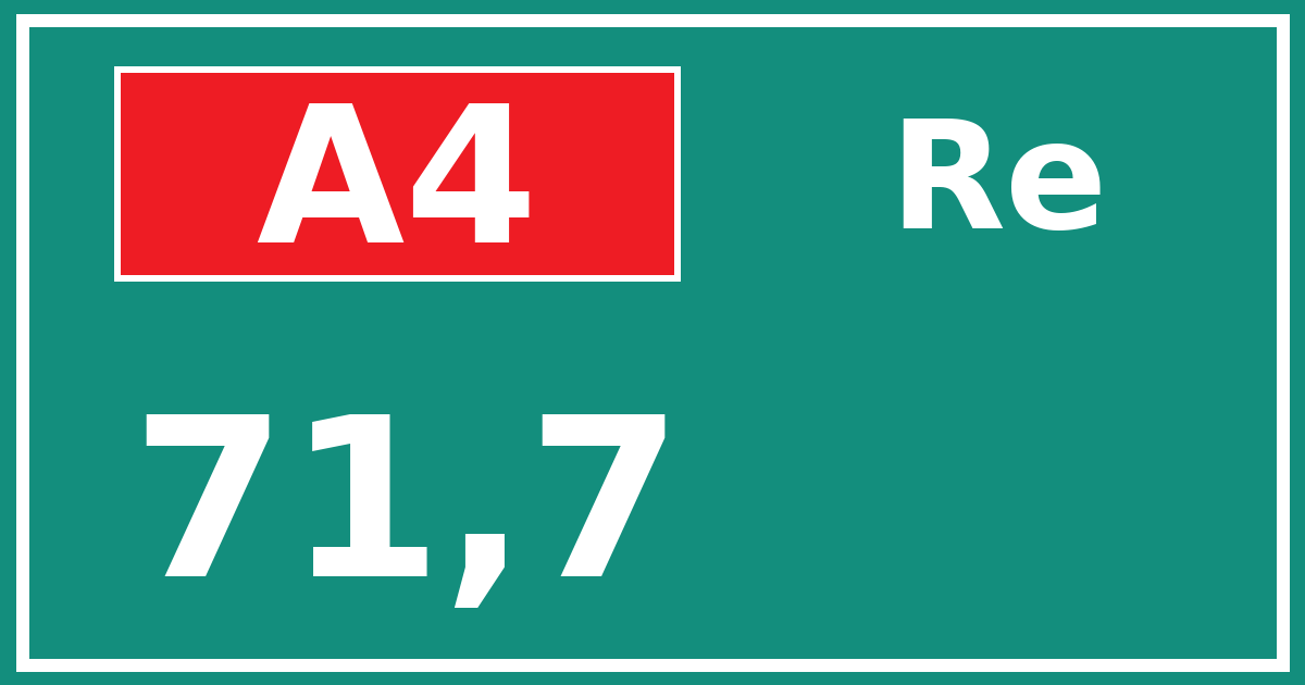 Hectometerbord A4 71,7 zijde Re