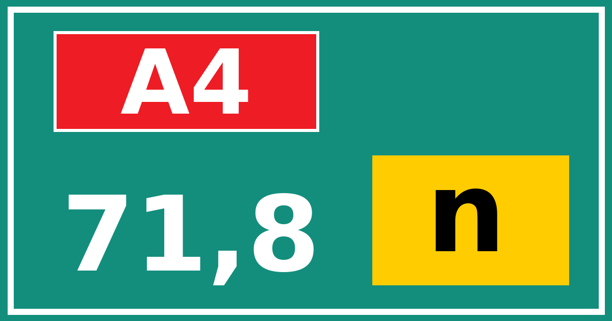 Hectometerbord A4 71,8 letter n