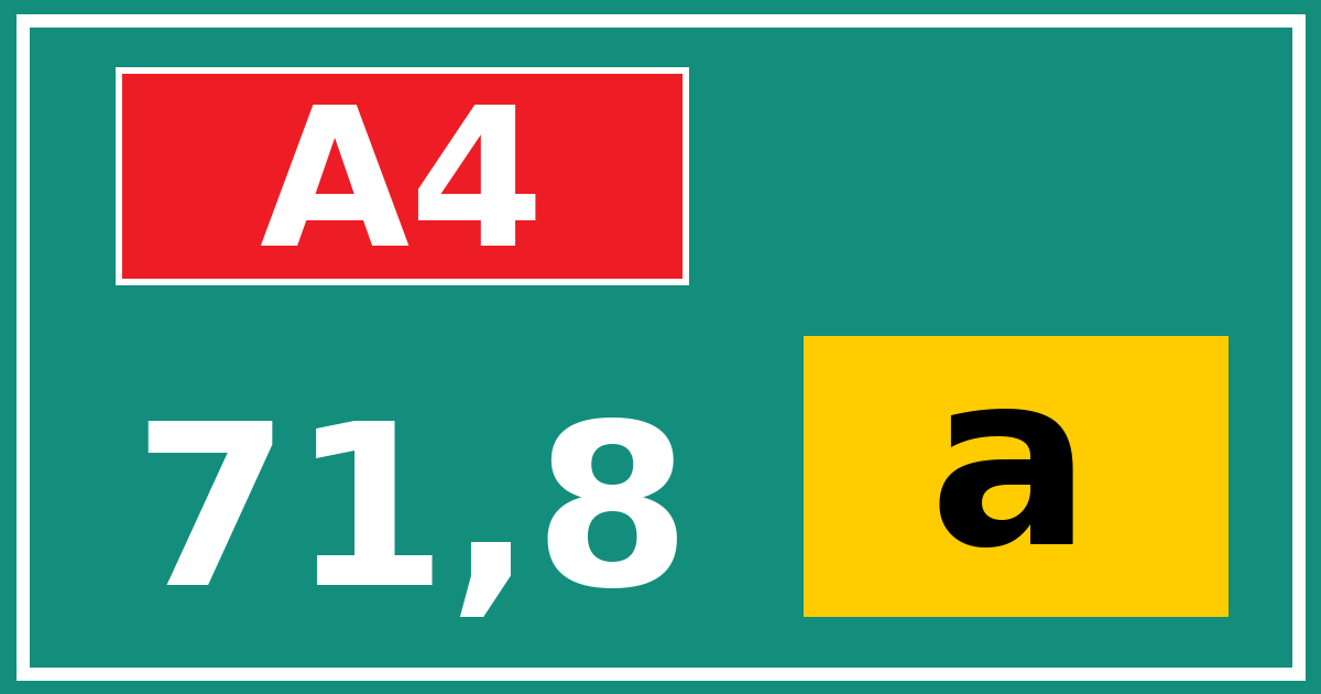 Hectometerbord A4 71,8 letter a