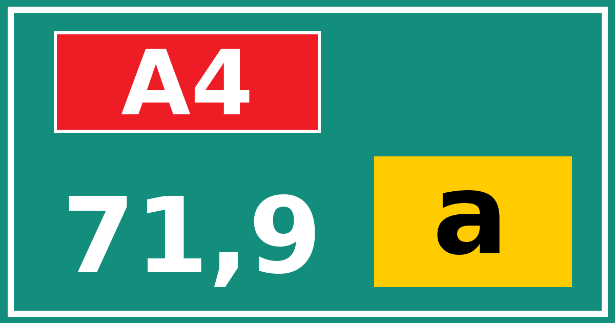 Hectometerbord A4 71,9 letter a