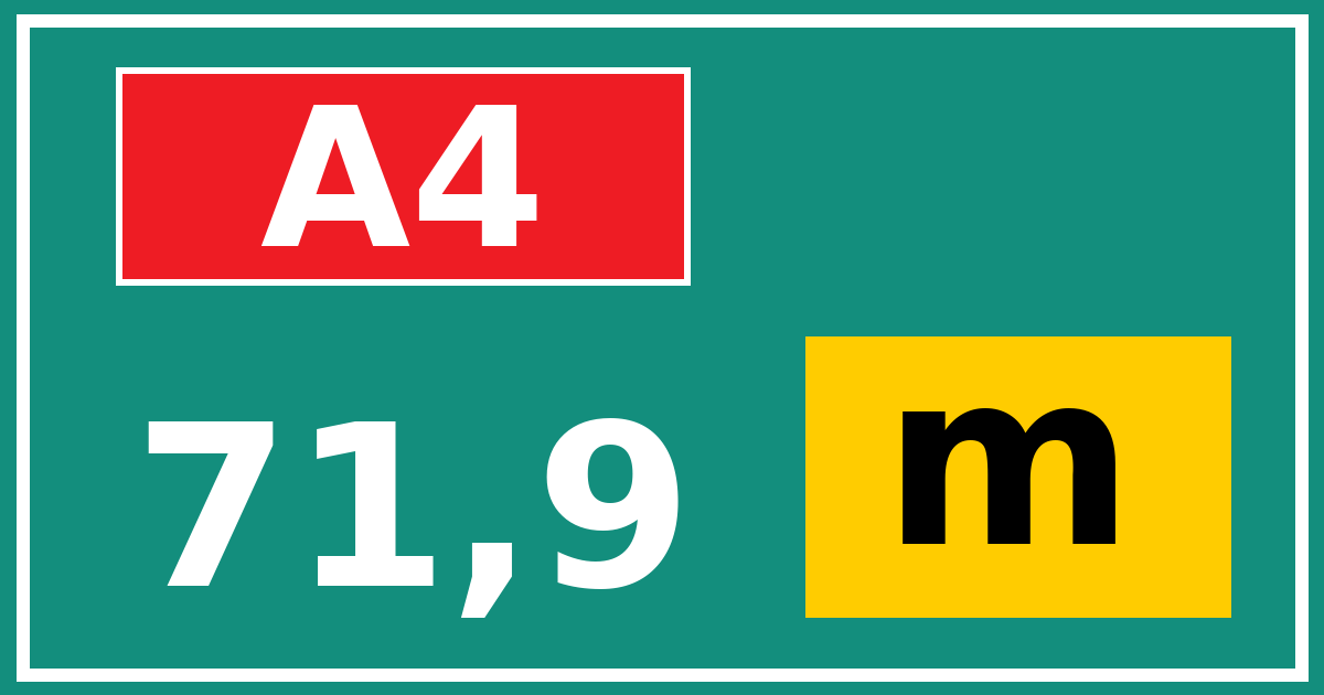 Hectometerbord A4 71,9 letter m
