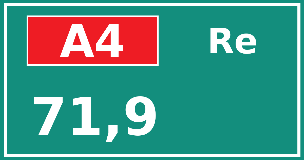 Hectometerbord A4 71,9 zijde Re