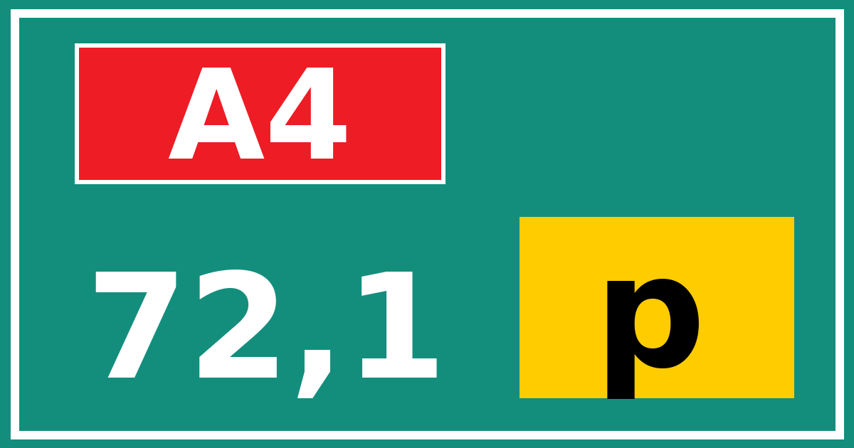 Hectometerbord A4 72,1 letter p