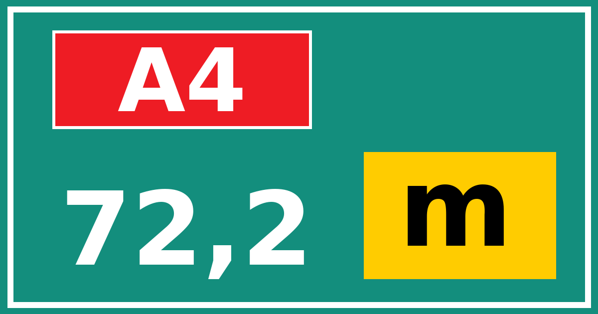 Hectometerbord A4 72,2 letter m