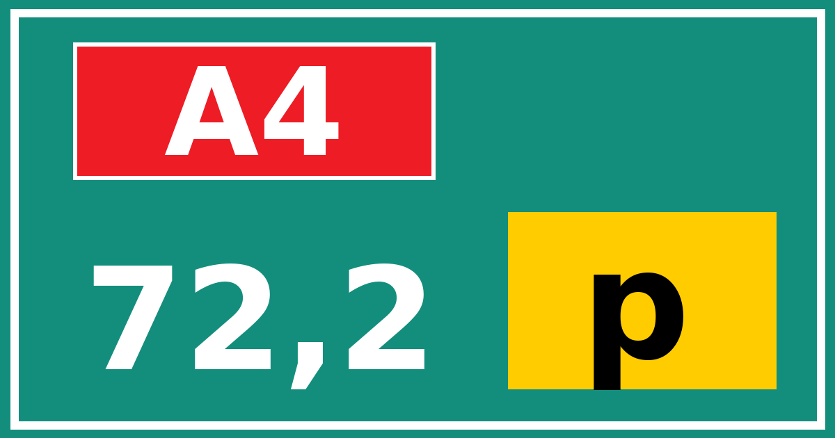Hectometerbord A4 72,2 letter p