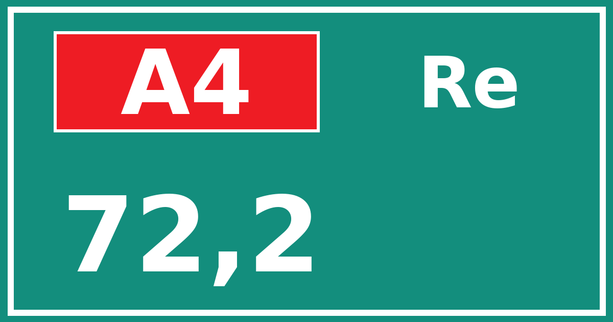 Hectometerbord A4 72,2 zijde Re