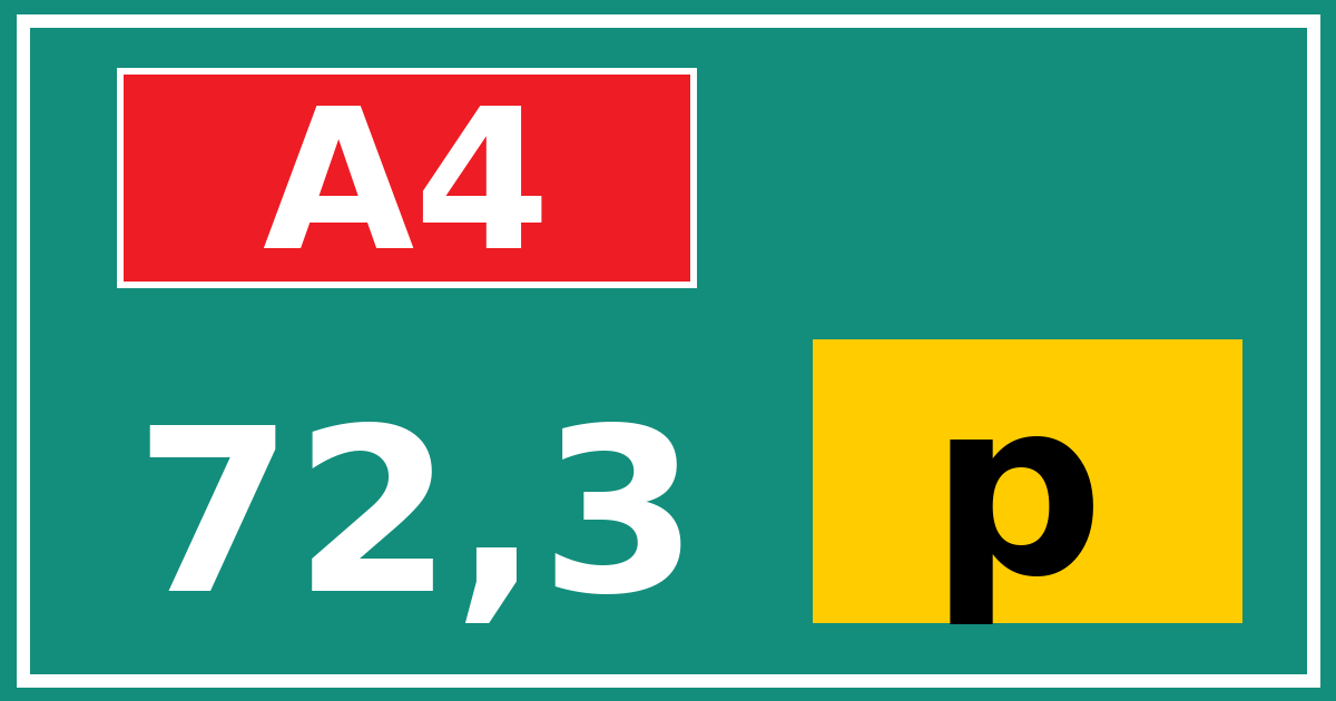 Hectometerbord A4 72,3 letter p