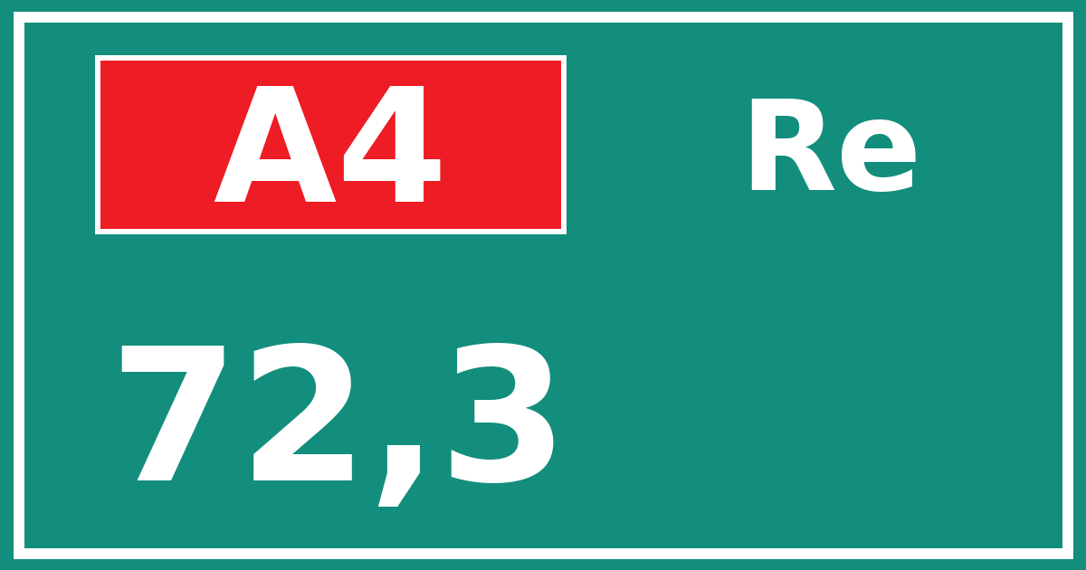 Hectometerbord A4 72,3 zijde Re