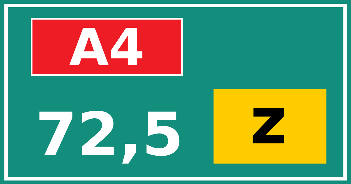 Hectometerbord A4 72,5 letter z