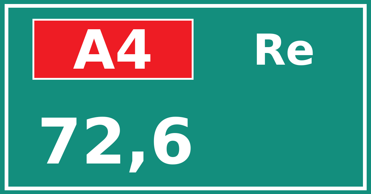 Hectometerbord A4 72,6 zijde Re