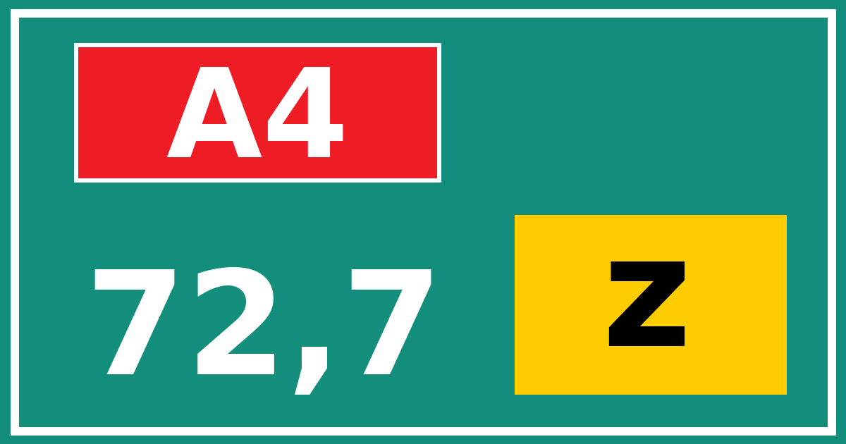 Hectometerbord A4 72,7 letter z