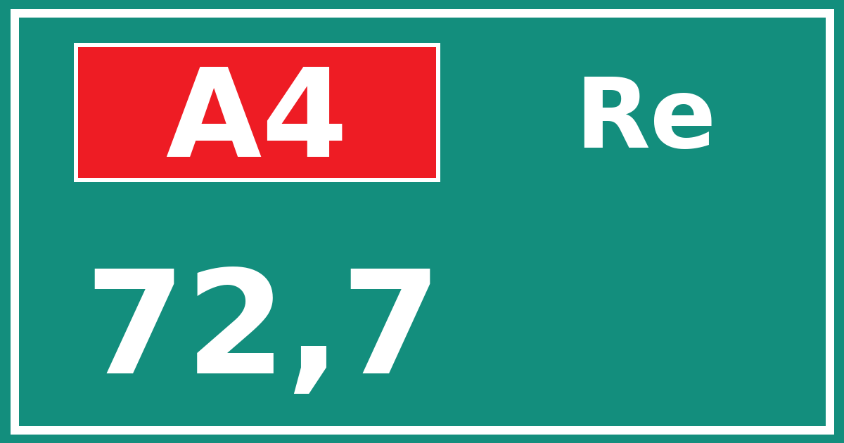 Hectometerbord A4 72,7 zijde Re