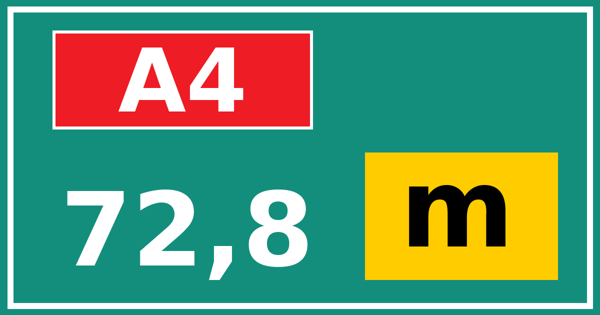 Hectometerbord A4 72,8 letter m