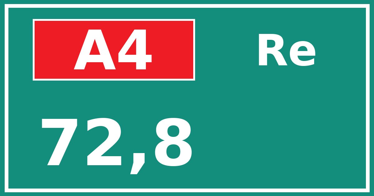 Hectometerbord A4 72,8 zijde Re
