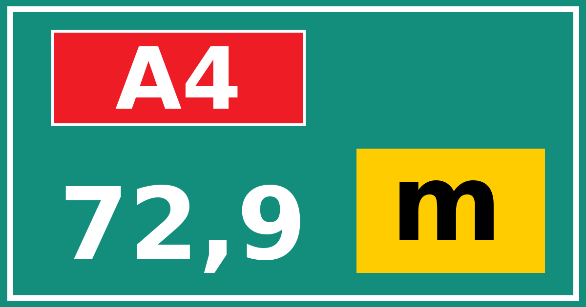 Hectometerbord A4 72,9 letter m