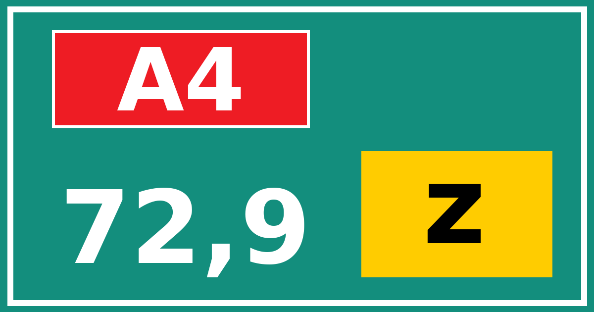 Hectometerbord A4 72,9 letter z