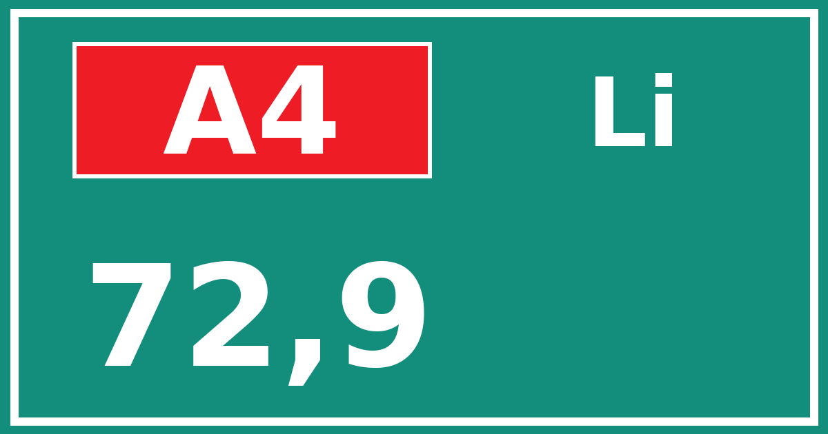 Hectometerbord A4 72,9 zijde Li