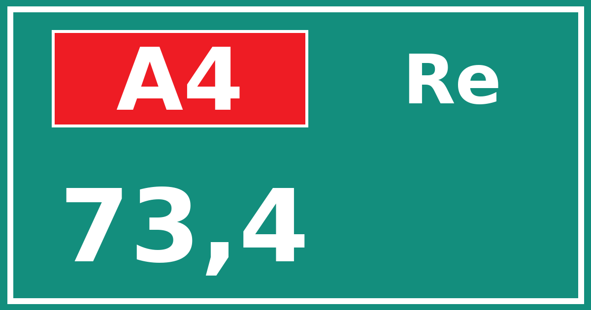 Hectometerbord A4 73,4 zijde Re