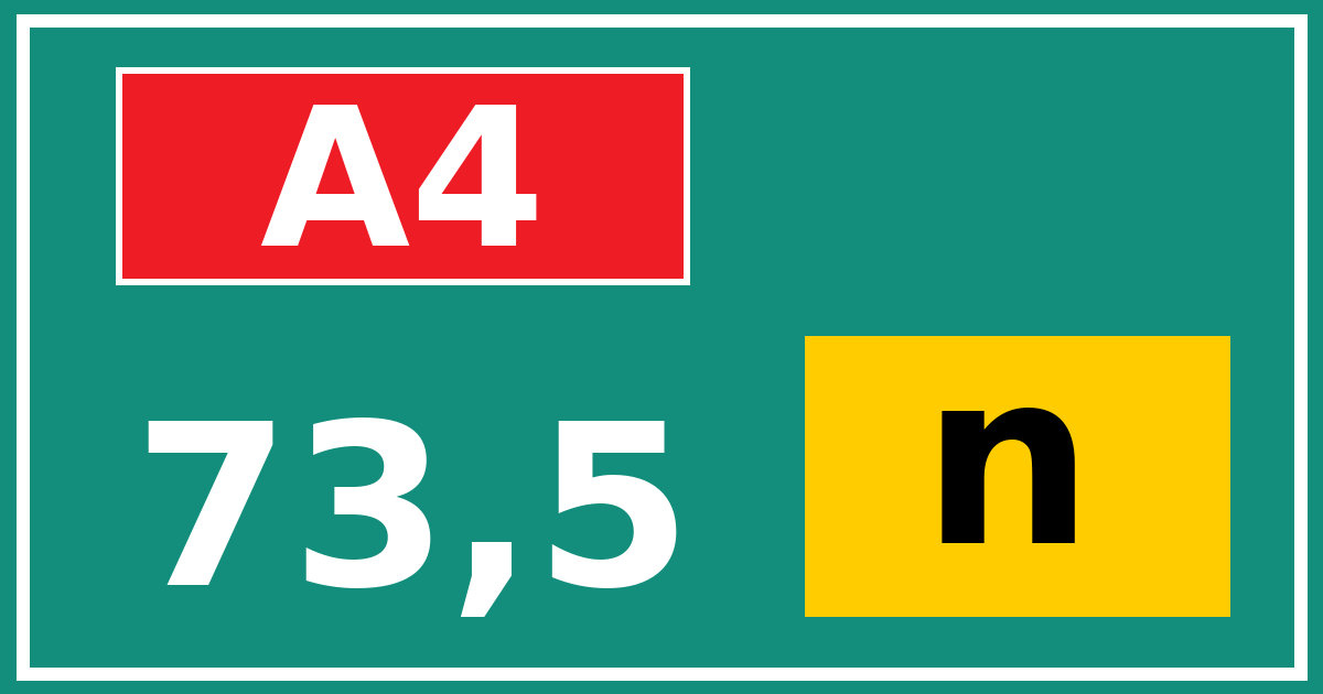 Hectometerbord A4 73,5 letter n