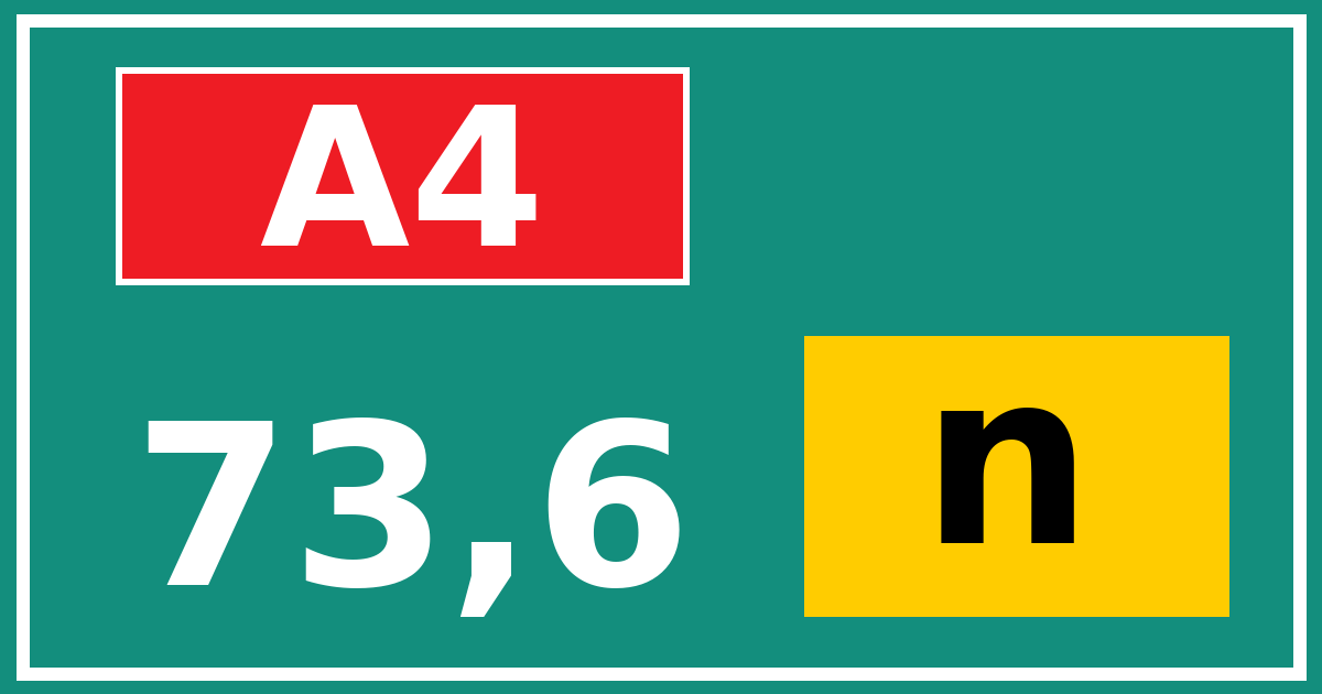 Hectometerbord A4 73,6 letter n
