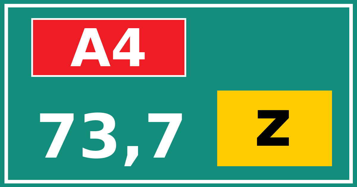 Hectometerbord A4 73,7 letter z