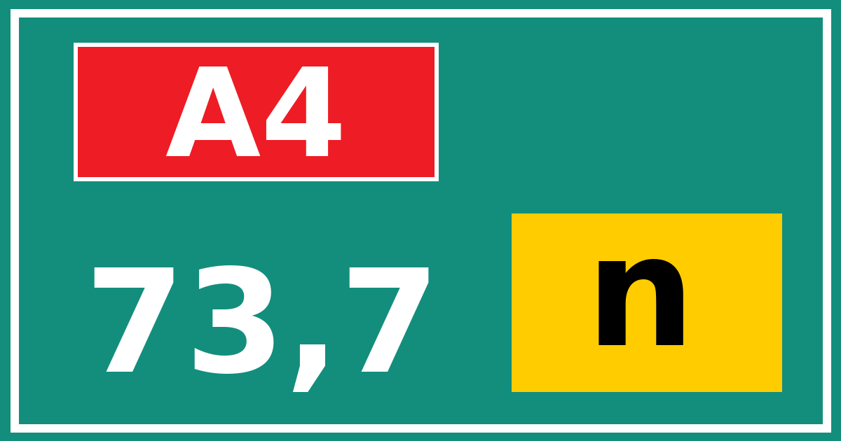 Hectometerbord A4 73,7 letter n
