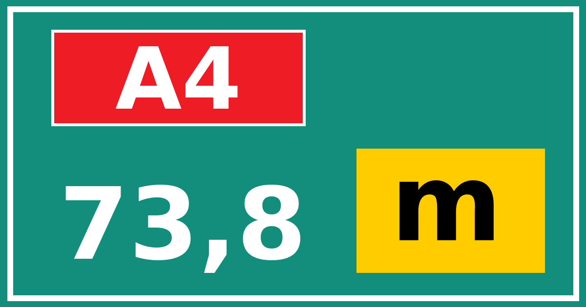 Hectometerbord A4 73,8 letter m