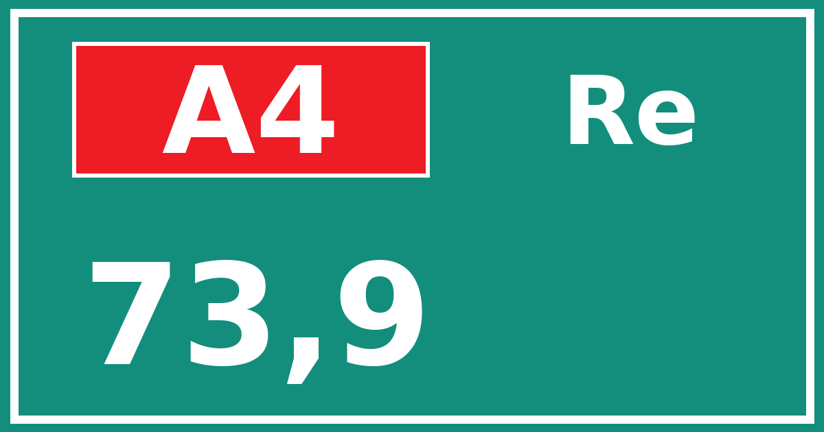 Hectometerbord A4 73,9 zijde Re