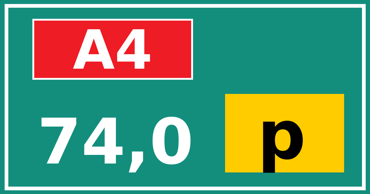 Hectometerbord A4 74,0 letter p