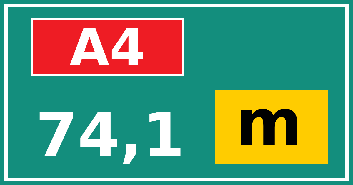 Hectometerbord A4 74,1 letter m