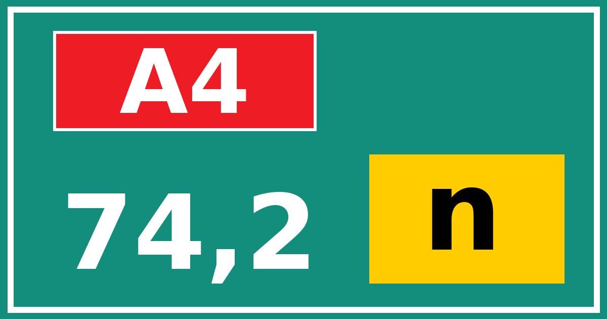 Hectometerbord A4 74,2 letter n