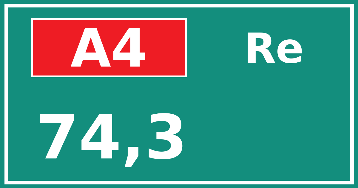 Hectometerbord A4 74,3 zijde Re