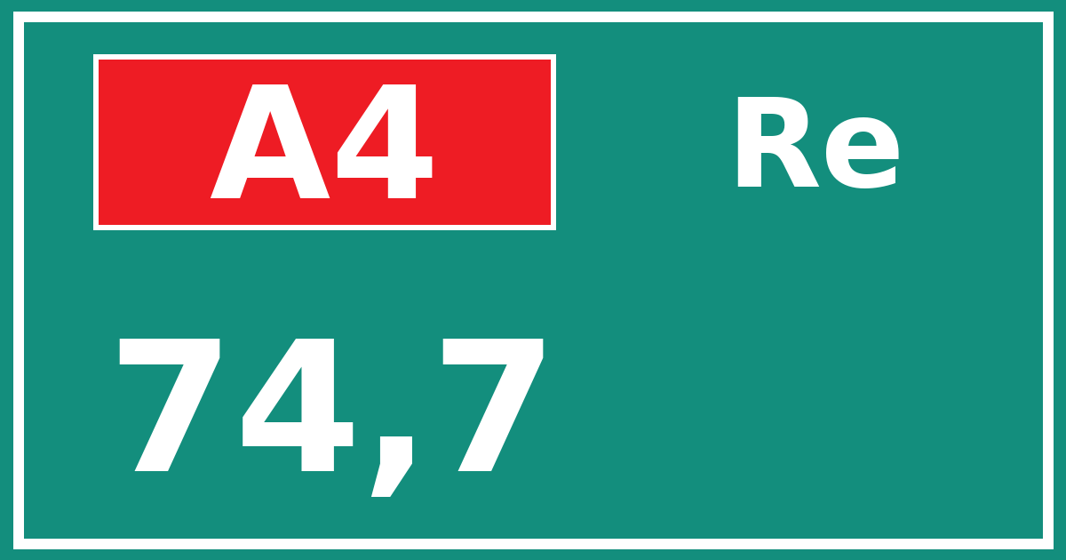 Hectometerbord A4 74,7 zijde Re