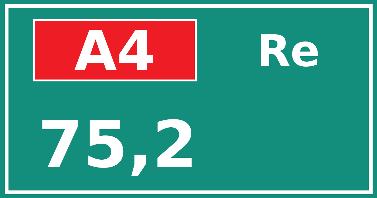 Hectometerbord A4 75,2 zijde Re