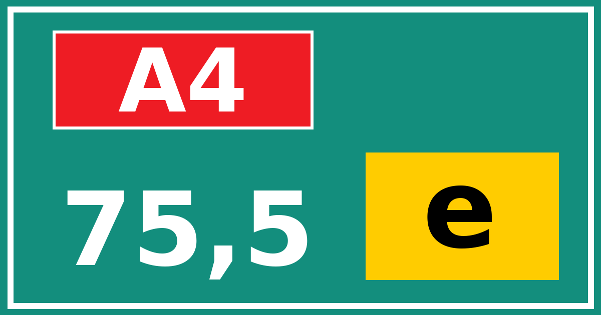Hectometerbord A4 75,5 letter e