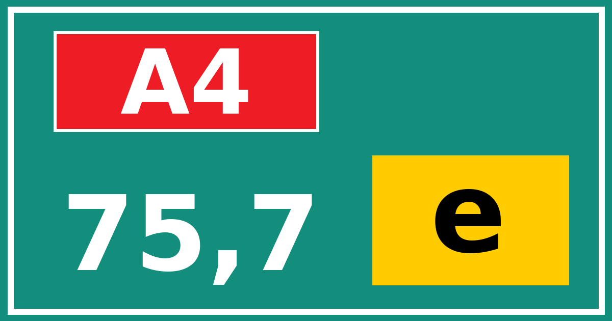Hectometerbord A4 75,7 letter e