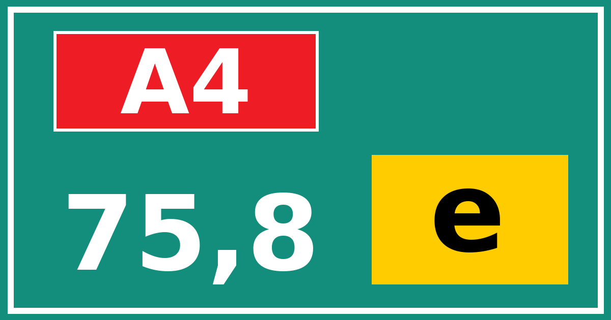 Hectometerbord A4 75,8 letter e