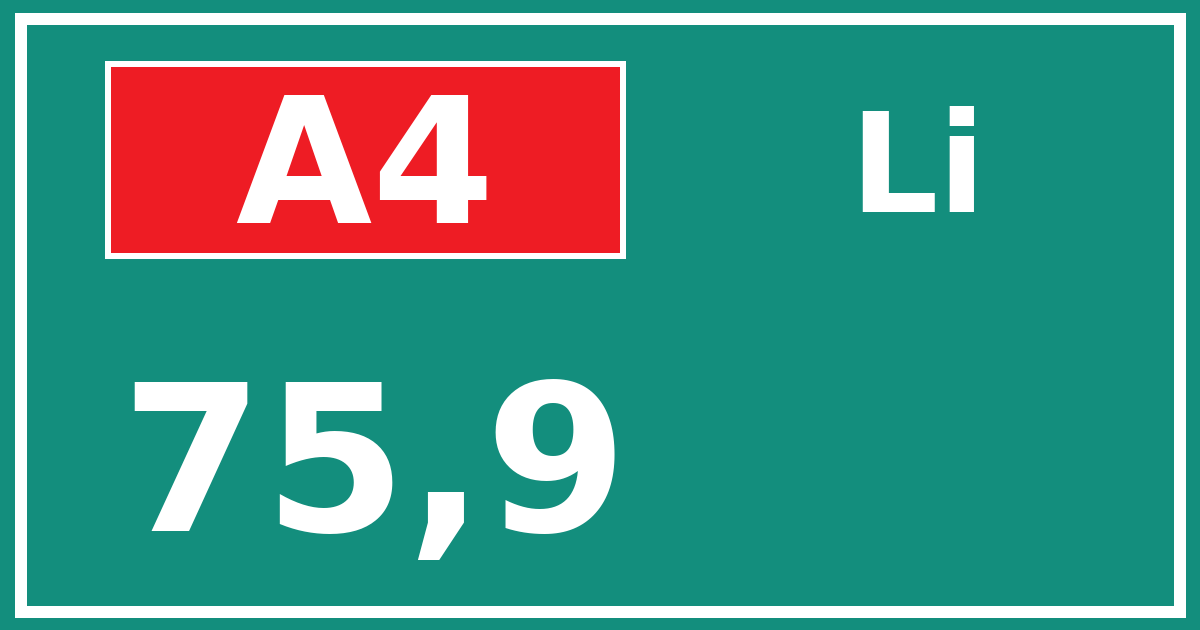 Hectometerbord A4 75,9 zijde Li
