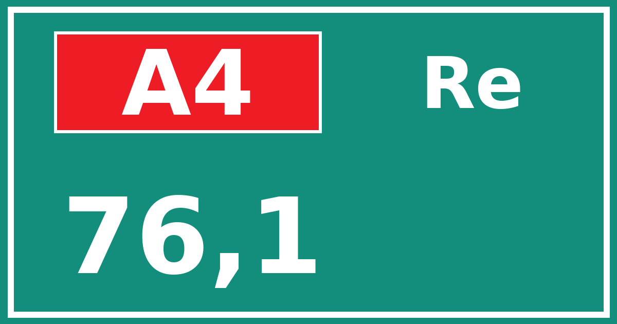 Hectometerbord A4 76,1 zijde Re