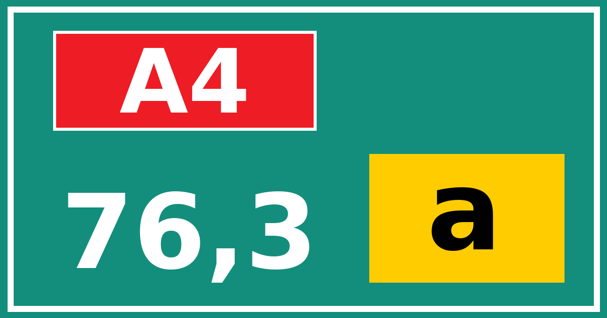 Hectometerbord A4 76,3 letter a