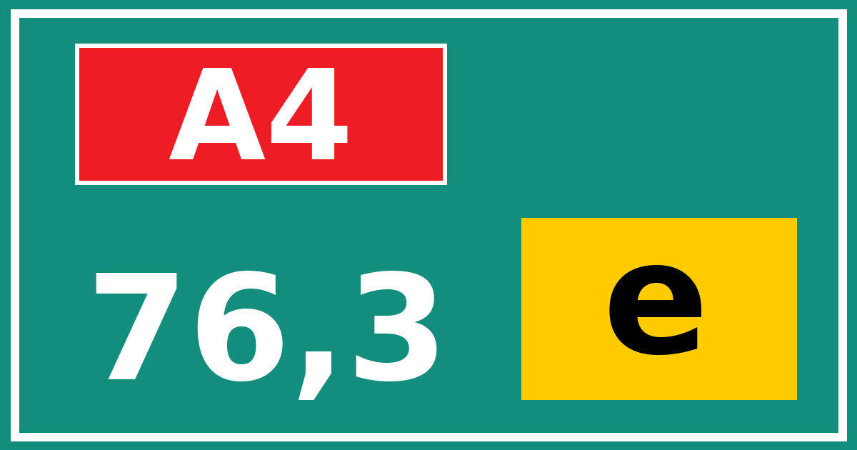 Hectometerbord A4 76,3 letter e