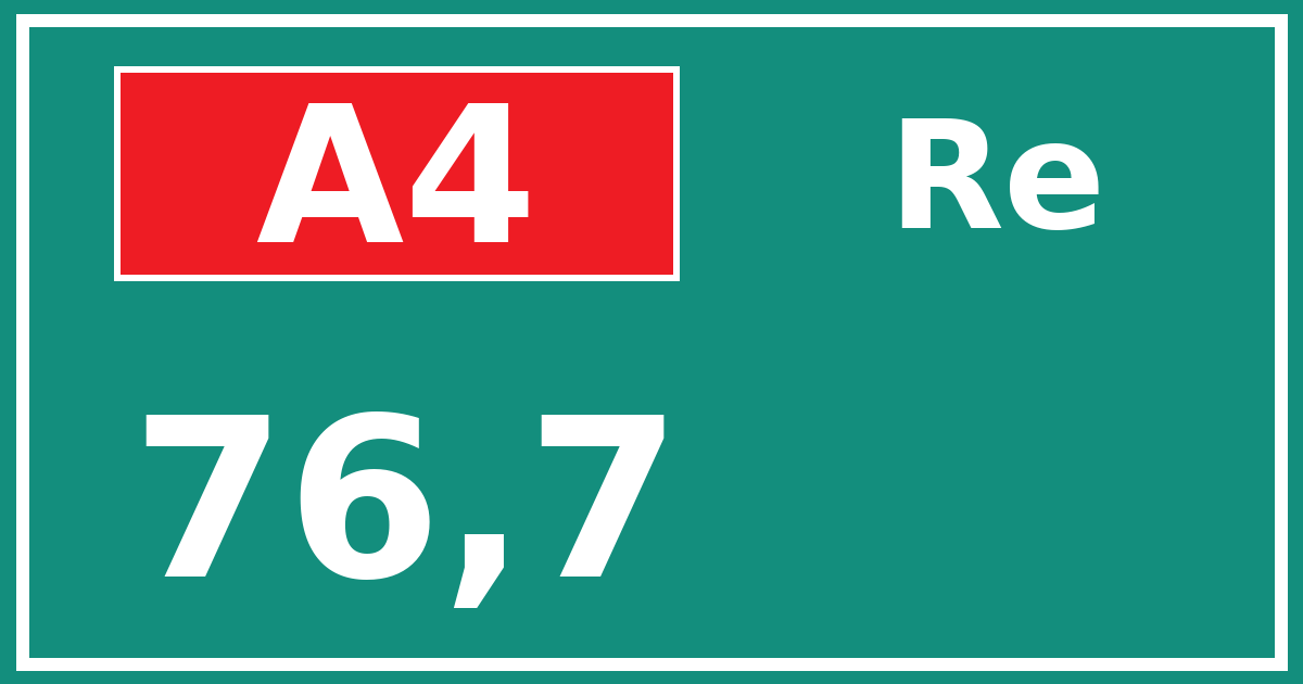 Hectometerbord A4 76,7 zijde Re