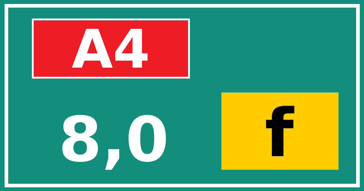Hectometerbord A4 8,0 letter f