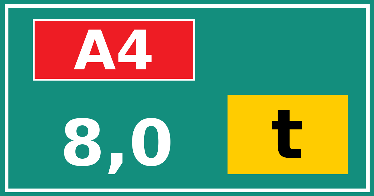 Hectometerbord A4 8,0 letter t