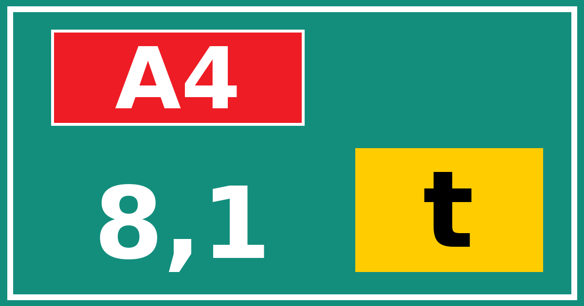 Hectometerbord A4 8,1 letter t