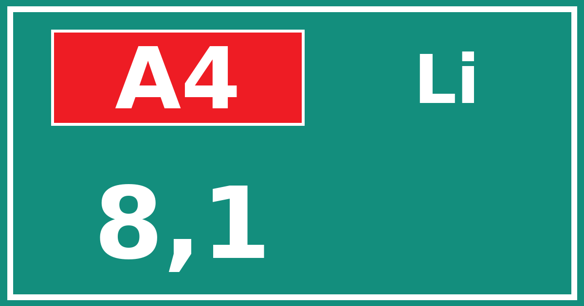 Hectometerbord A4 8,1 zijde Li