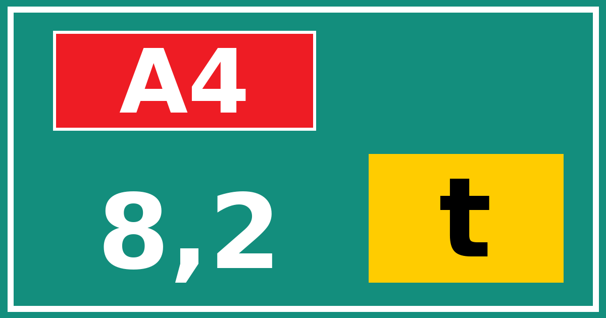 Hectometerbord A4 8,2 letter t